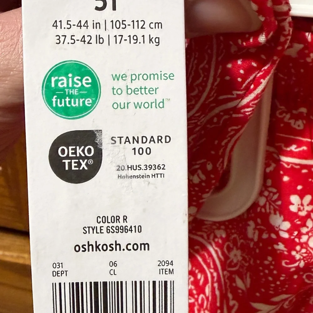 Girls 5T OshKosh B'gosh Red Floral‎ Kids 2 piece Short Set NWT